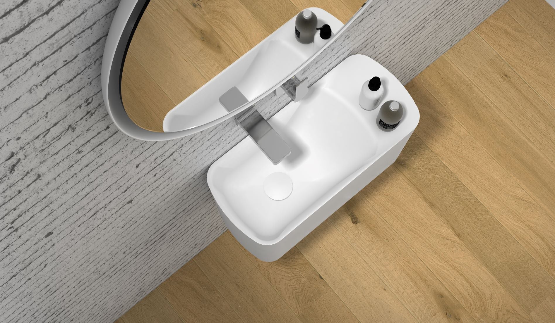 Gia Powder room wall hung stone basin - G38714-1