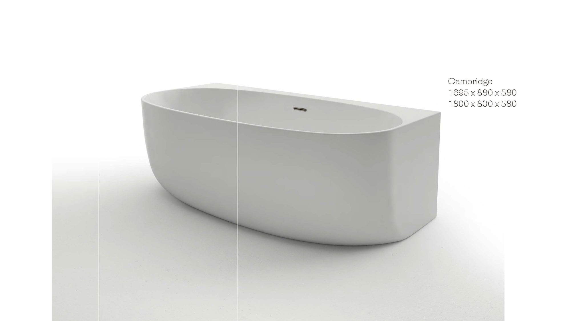 Cambridge 1800- Freestanding Back-To-Wall Bath -  1800mm