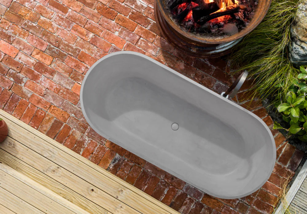 Bayley Concrete Textured Outdoor Bath 1800 - Dark Grey