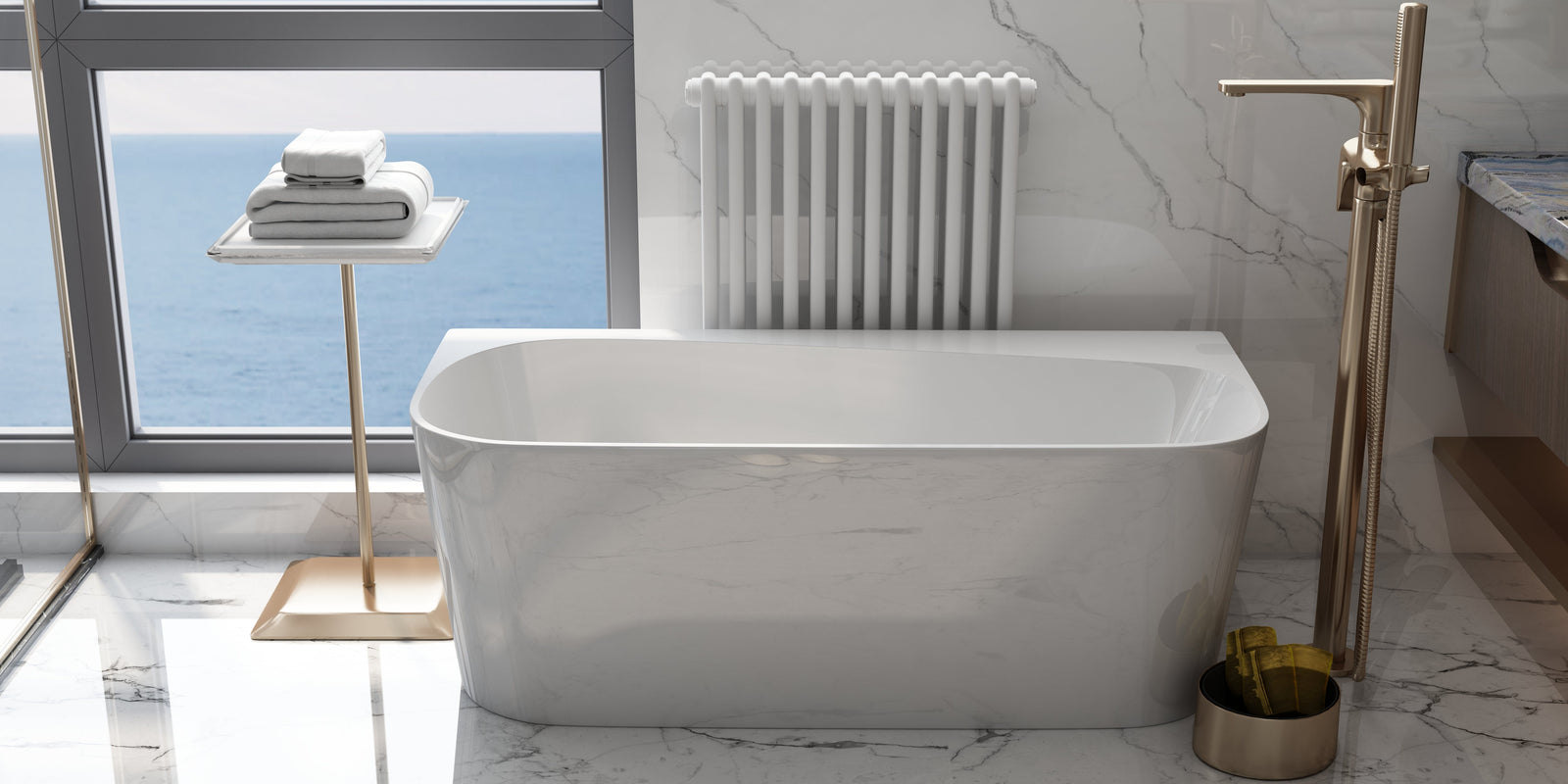 Halifax 1700- Rectangle Back-To-Wall Bath -  1700mm