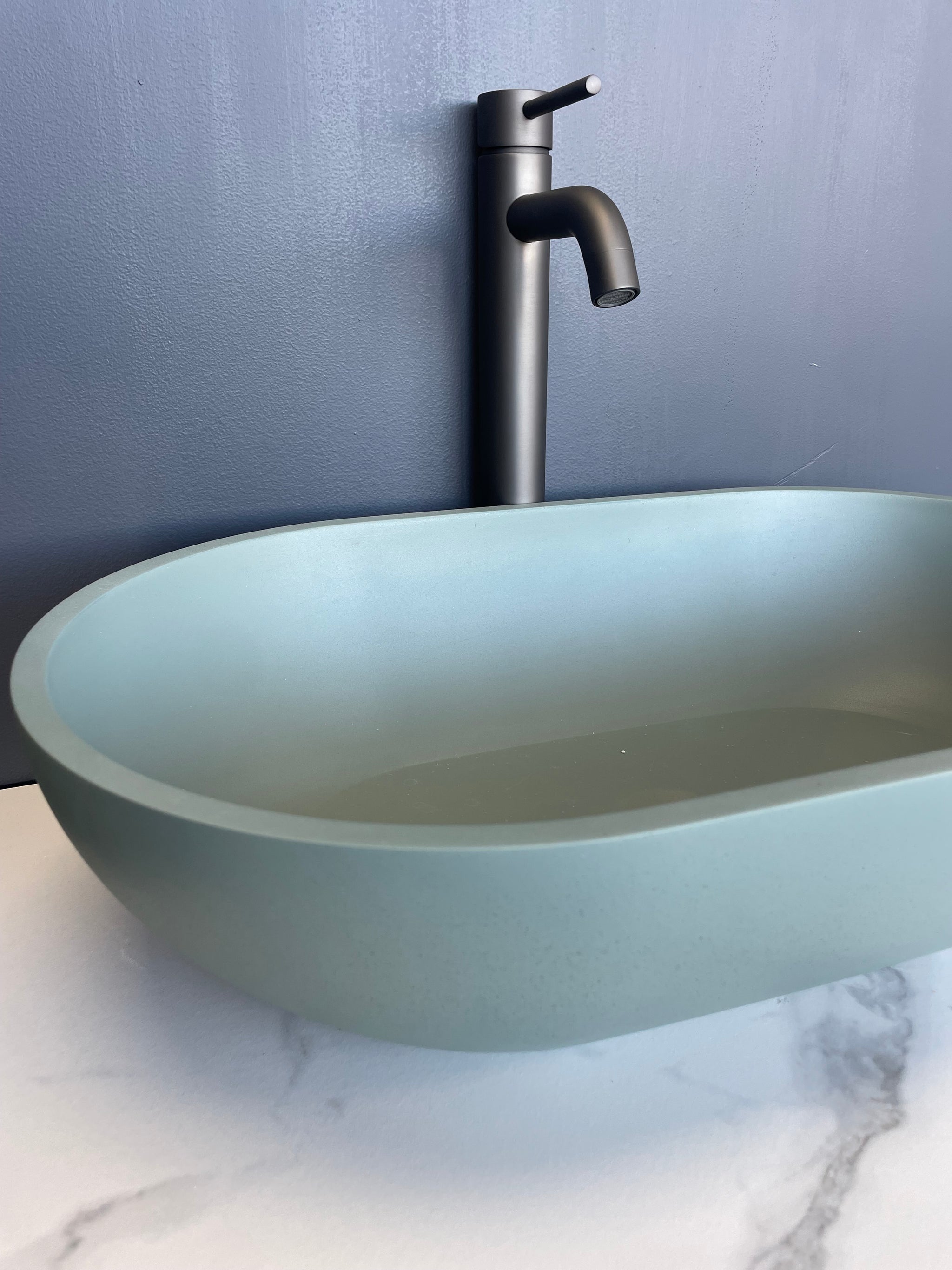 Bayley Oval Concrete Basin - 650/600mm - Seafoam