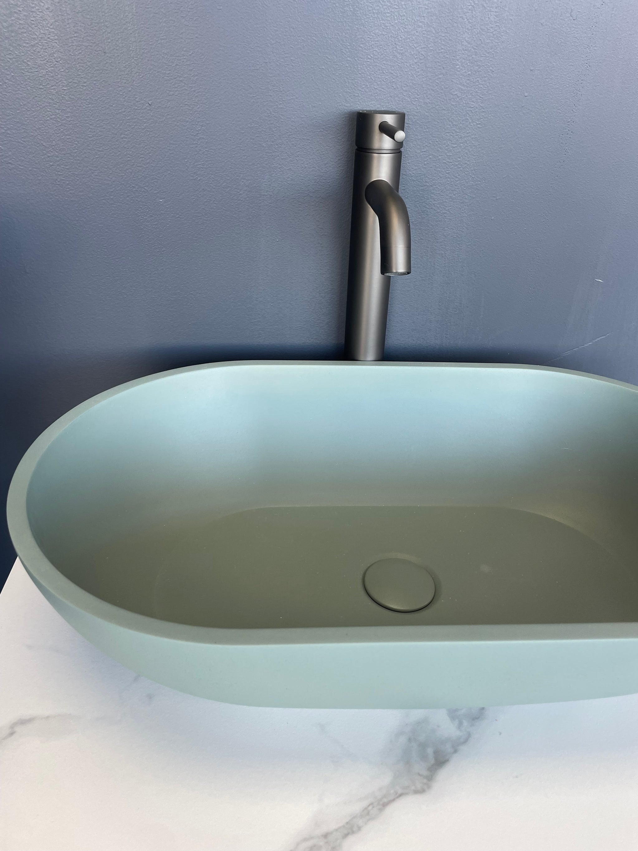 Bayley Oval Concrete Basin - 650/600mm - Seafoam