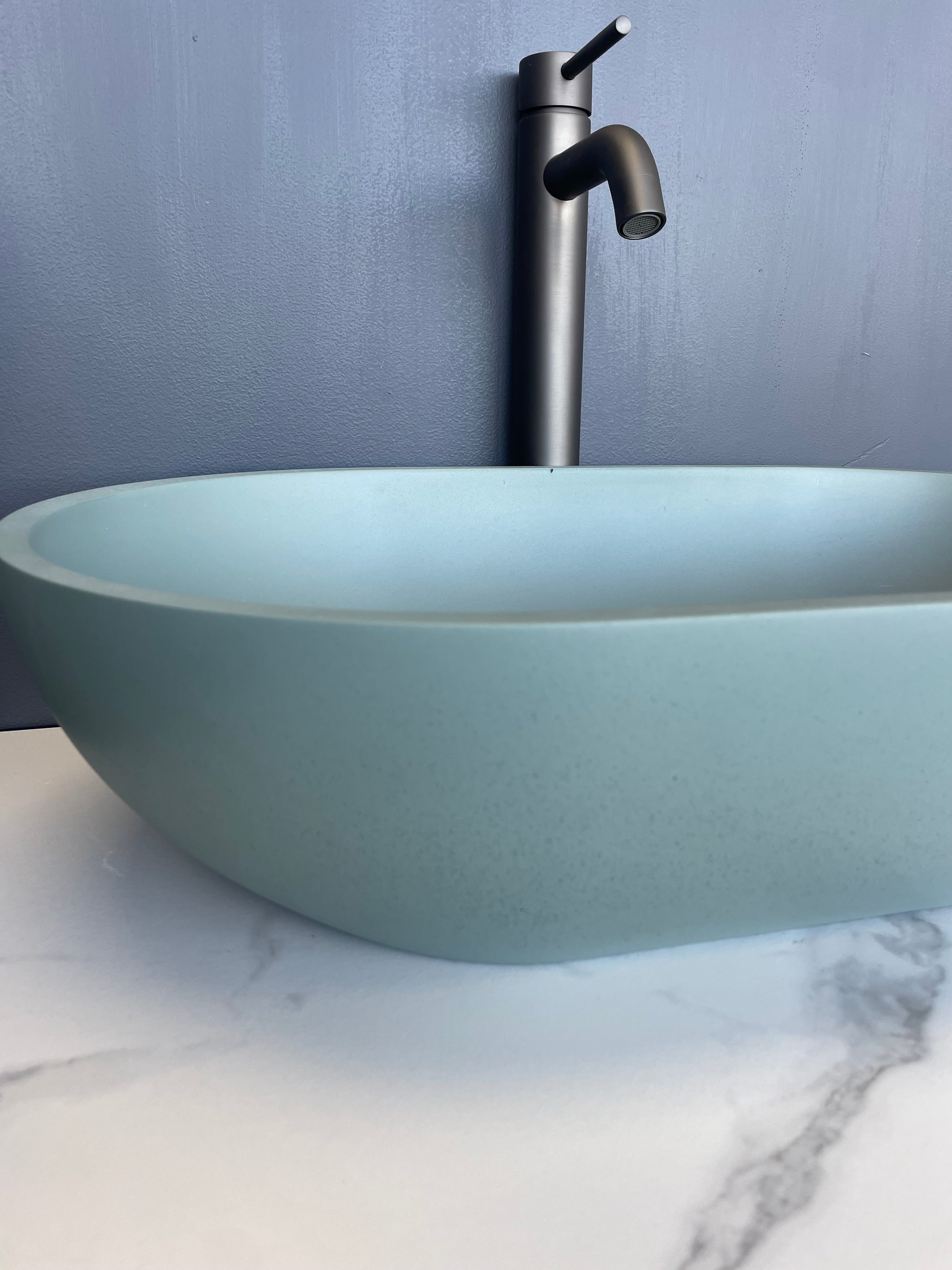 Bayley Oval Concrete Basin - 650/600mm - Seafoam
