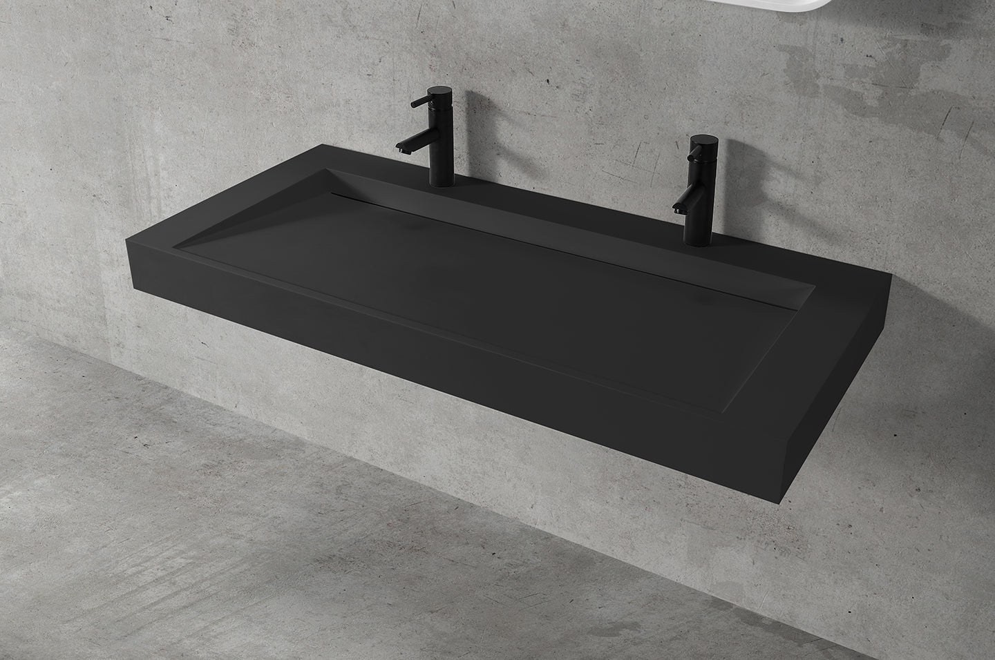 Ramp basin 1219.2mm matt black wall hung B1123-Black