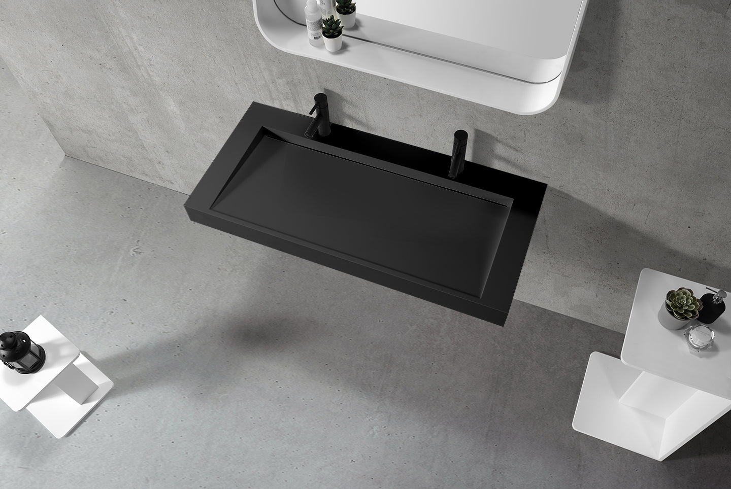 Ramp basin 1219.2mm matt black wall hung B1123-Black