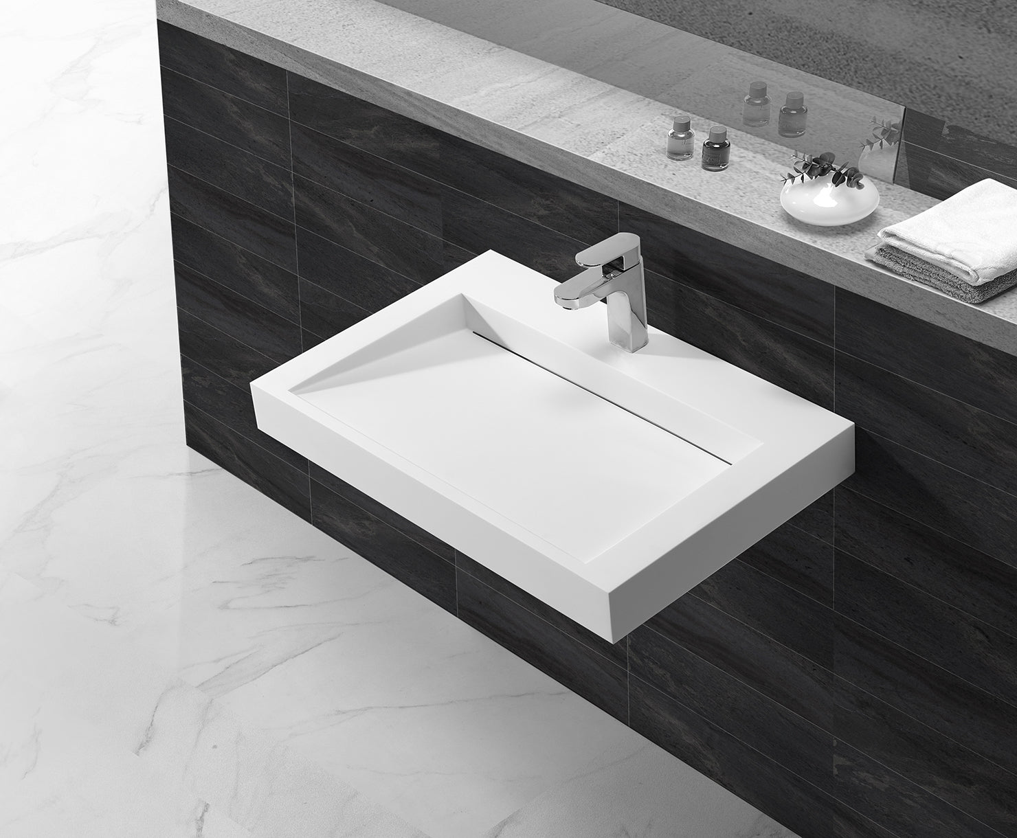 Hugi Modern Wall Hung Basin - 702mm - B1261