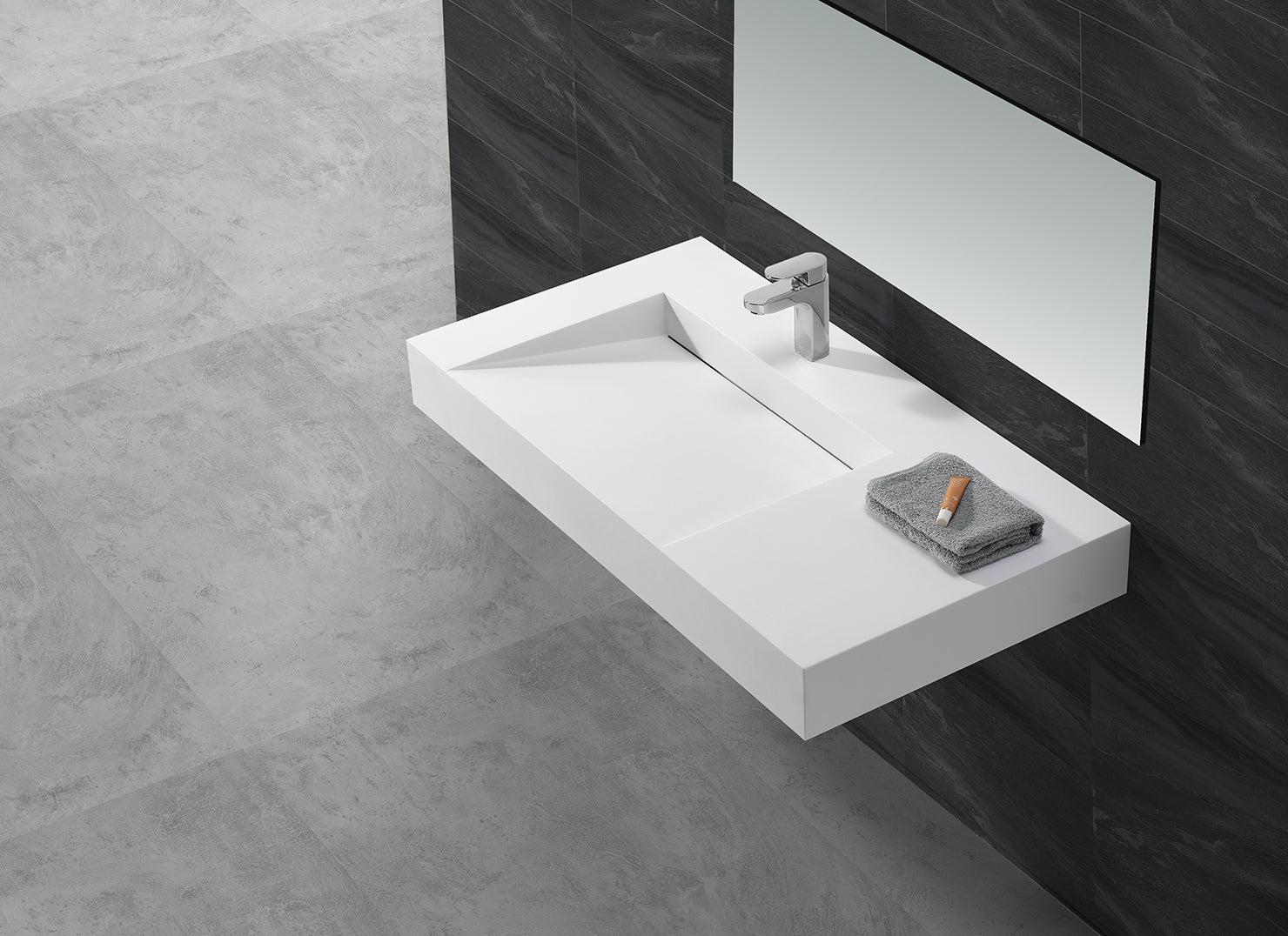 Hugi Modern Wall Hung Basin - 1065mm - B1375-1