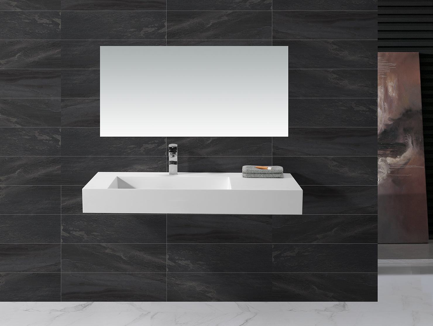 Hugi Modern Wall Hung Basin - 902mm - B1375-3