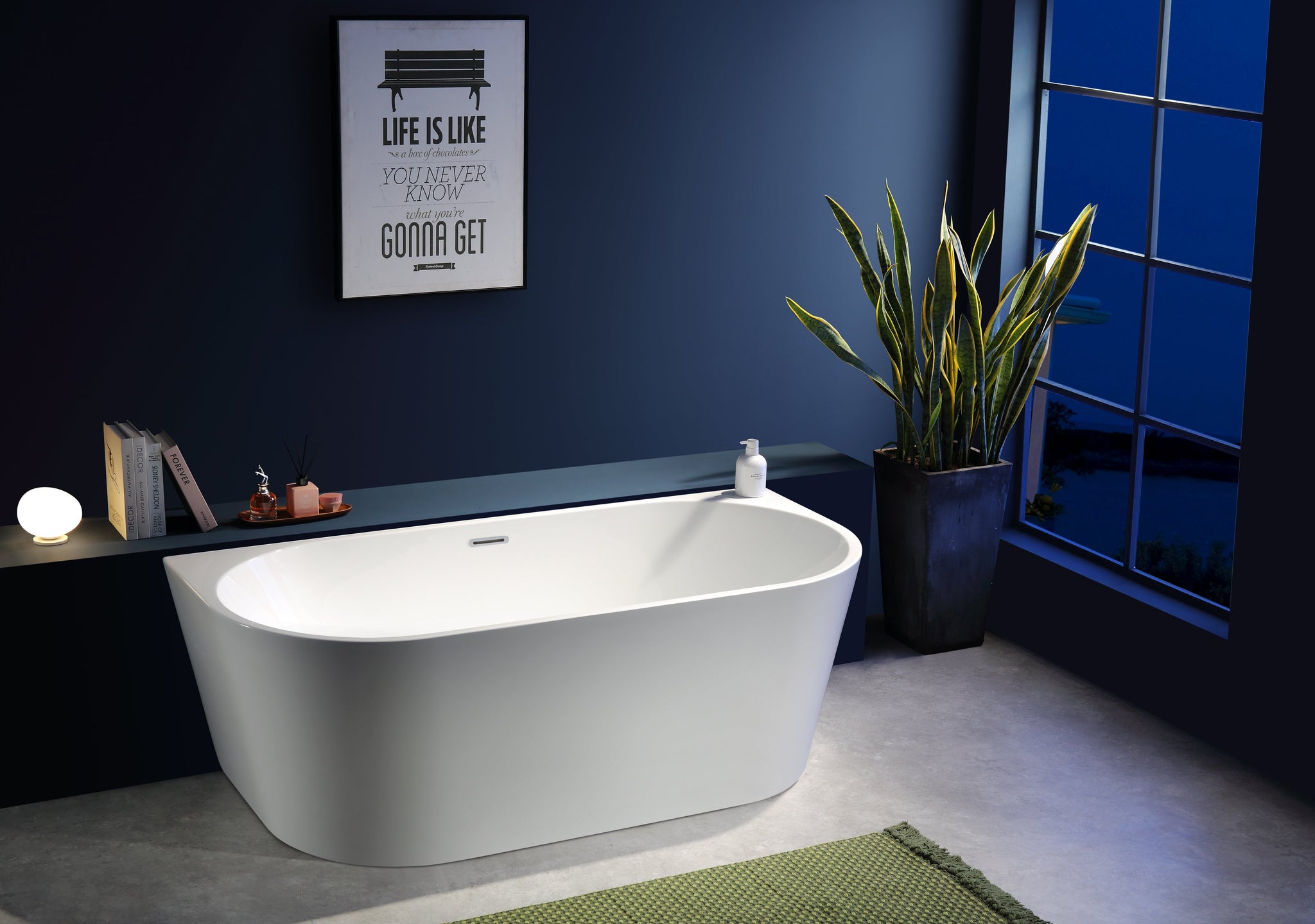 Miami 1800 - Large Acrylic Back-To-Wall Bath - 1800mm