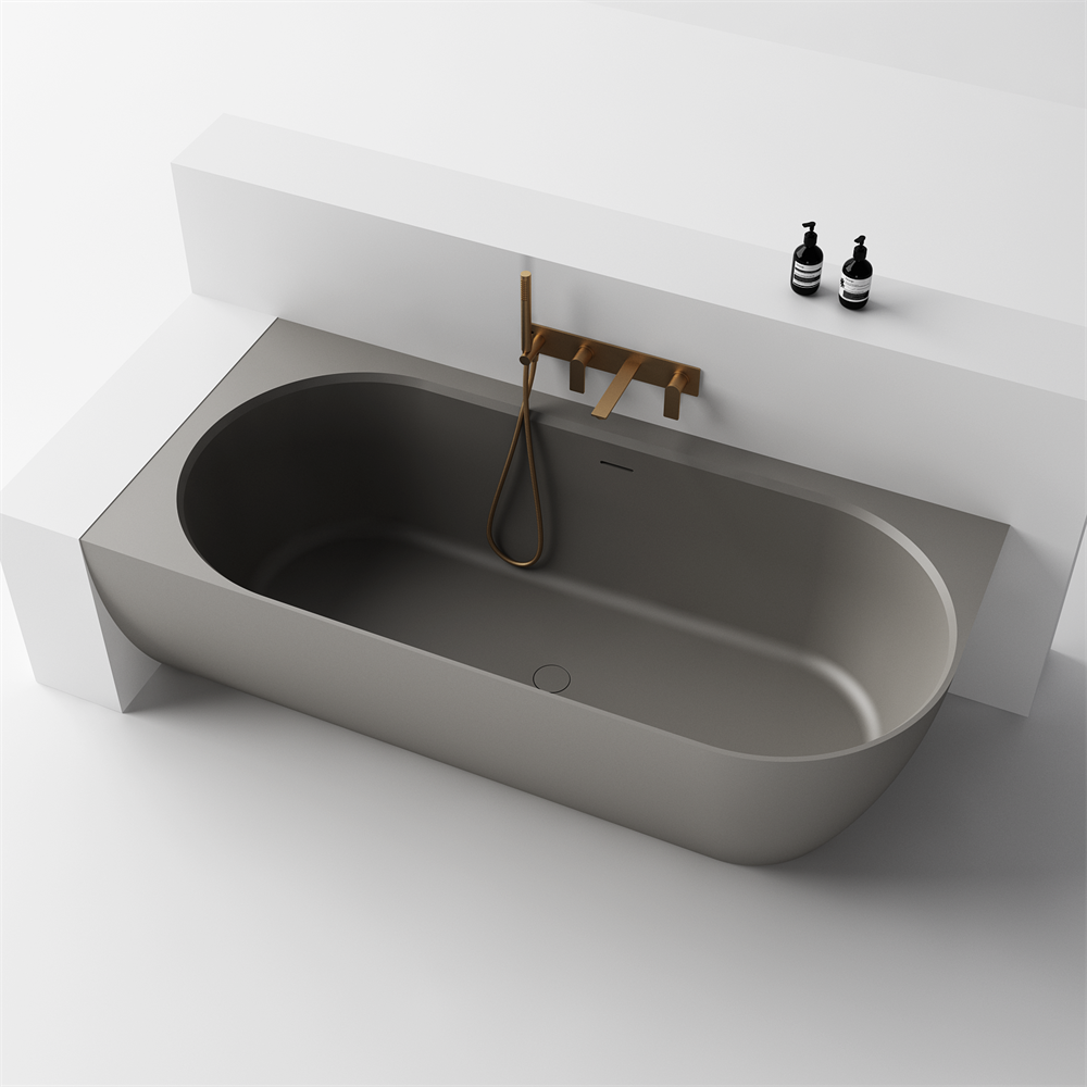 Justina Left Back-to-wall stone bath 1520mm - ST12 1520 LBW