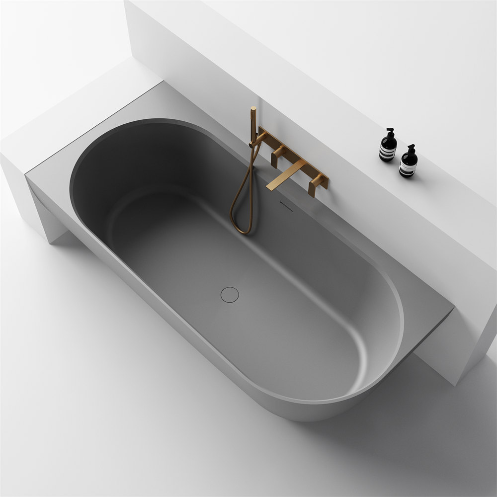 Justina Left Back-to-wall stone bath 1520mm - ST12 1520 LBW