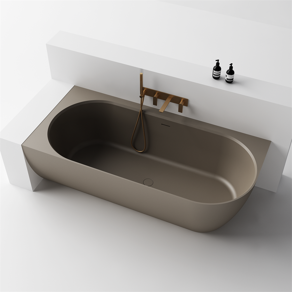 Justina Left Back-to-wall stone bath 1520mm - ST12 1520 LBW