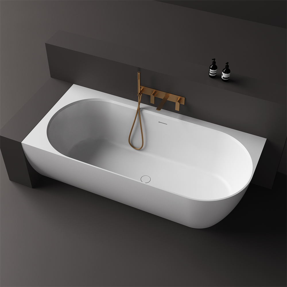 Justina Left Back-to-wall stone bath 1750mm - ST12LBW