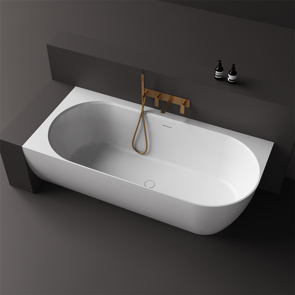 Justina Right Back-to-wall stone bath 1750mm - ST12RBW