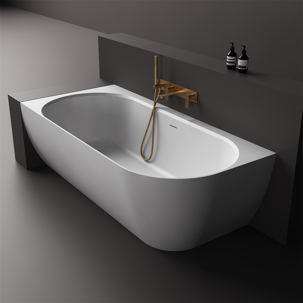 Justina Left Back-to-wall stone bath 1750mm - ST12LBW