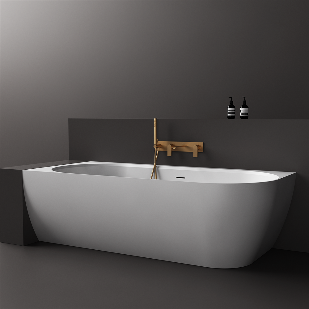 Justina Left Back-to-wall stone bath 1750mm - ST12LBW