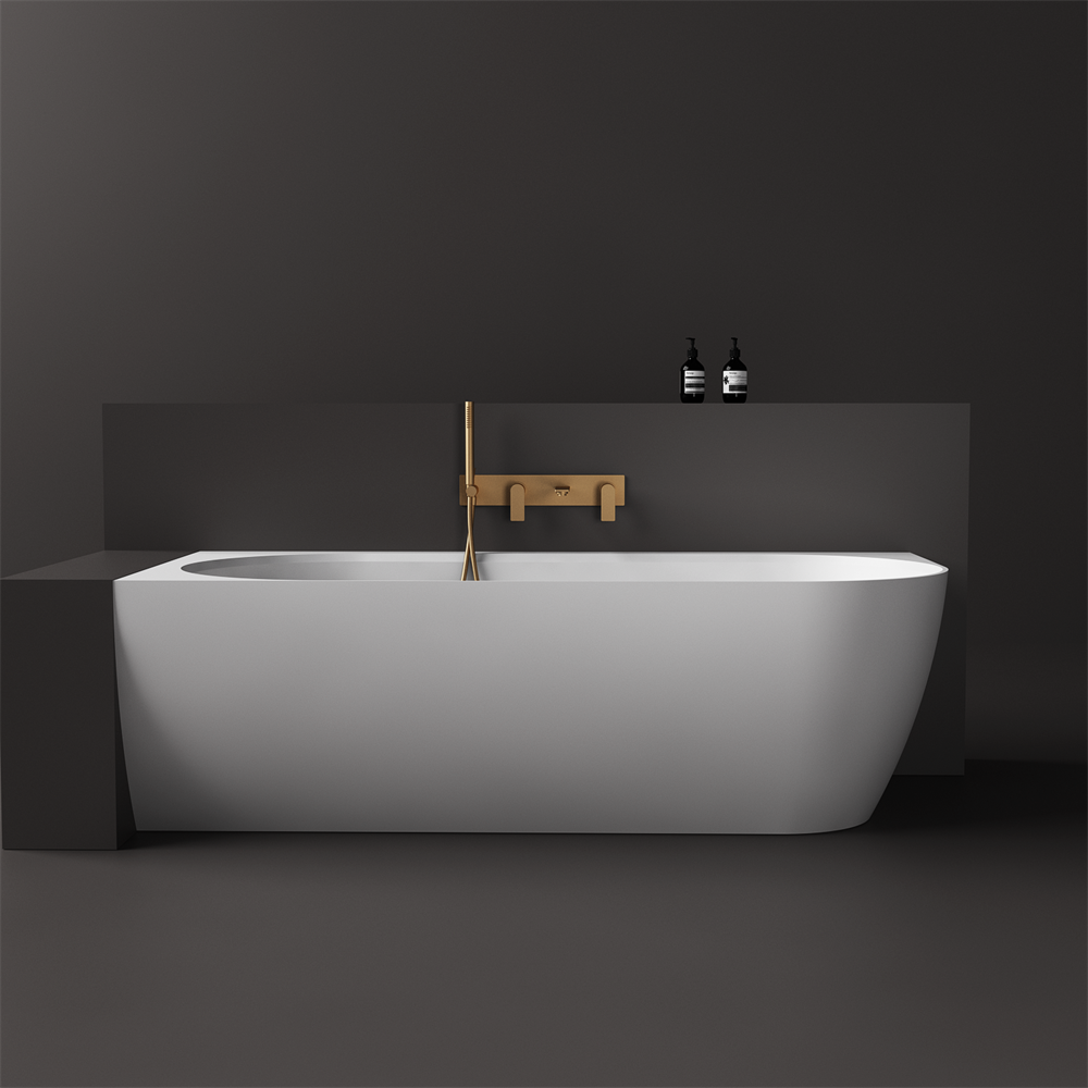 Justina Left Back-to-wall stone bath 1750mm - ST12 1750 LBW