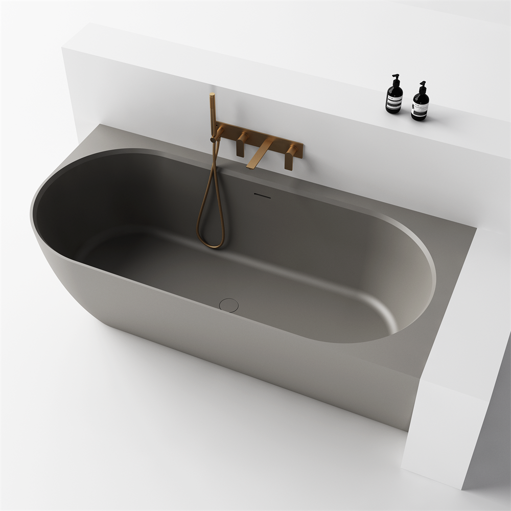 Justina Left Back-to-wall stone bath 1750mm - ST12LBW