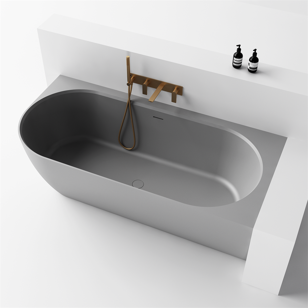 Justina Right Back-to-wall stone bath 1750mm - ST12RBW