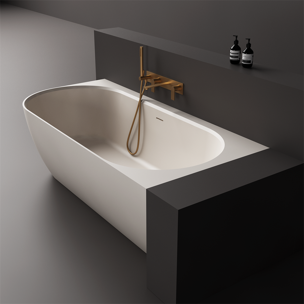 Justina Right Back-to-wall stone bath 1750mm - ST12RBW