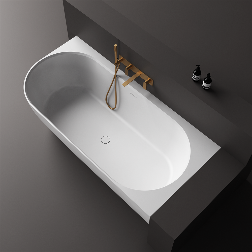 Justina Right Back-to-wall stone bath 1750mm - ST12RBW