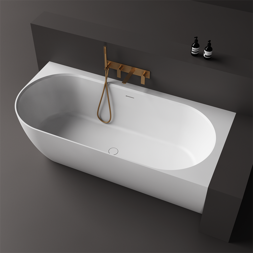 Justina Right Back-to-wall stone bath 1750mm - ST12RBW