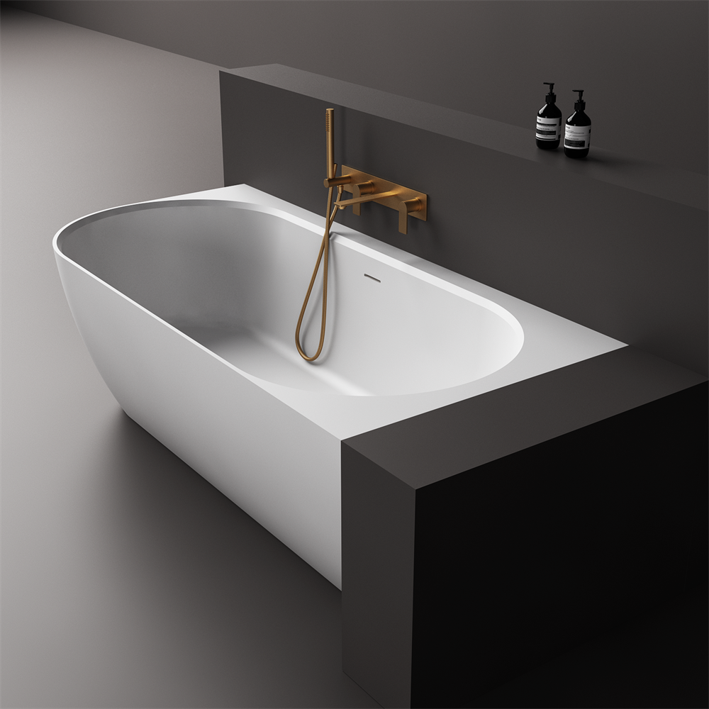 Justina Right Back-to-wall stone bath 1750mm - ST12RBW