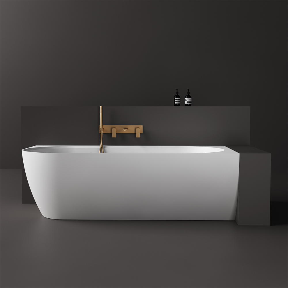 Justina Right Back-to-wall stone bath 1750mm - ST12RBW