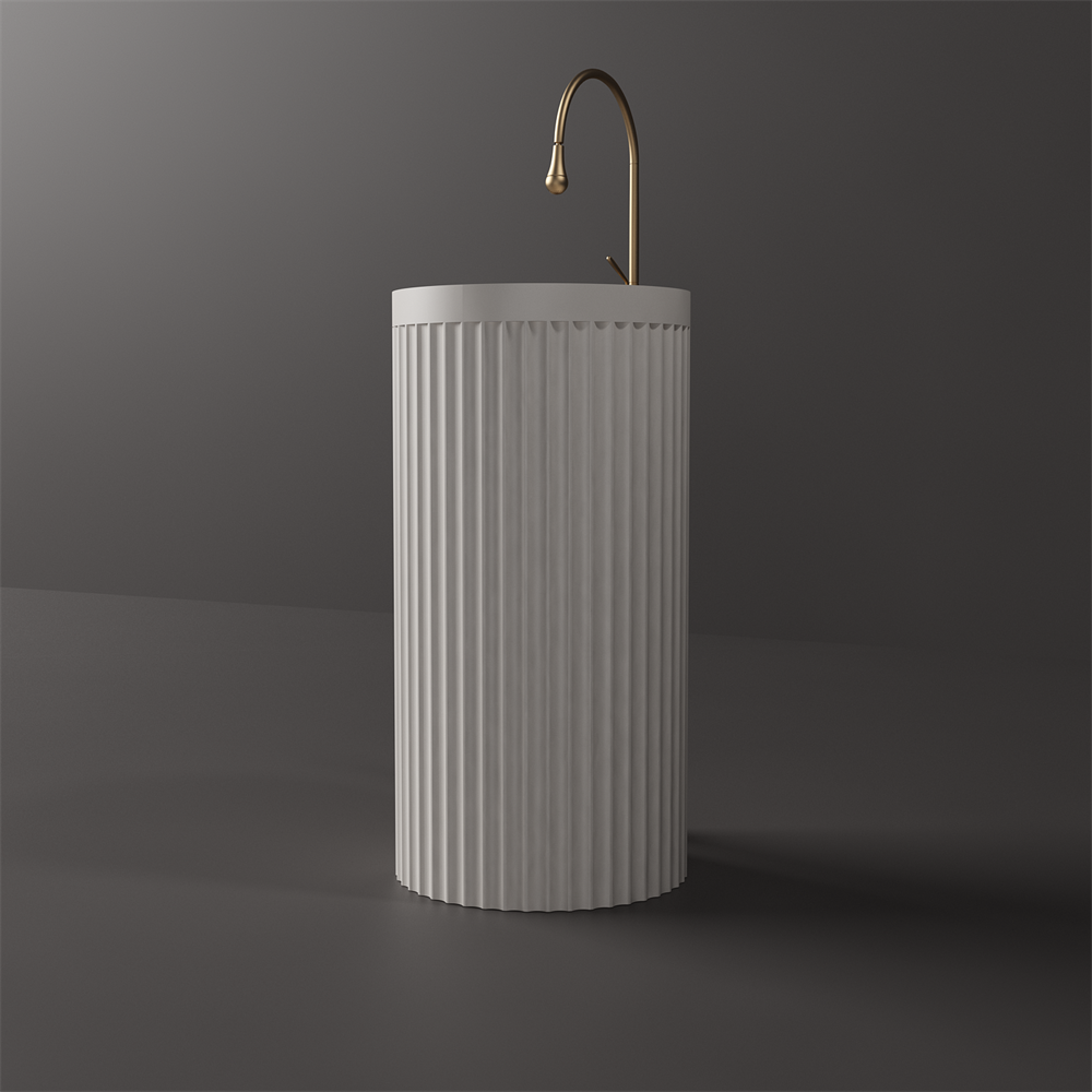 Toka Lite Venus Oval Fluted Matte White Stone Basin - 850mm - STP86