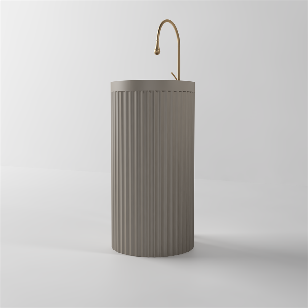 Toka Lite Venus Oval Fluted Matte White Stone Basin - 850mm - STP86