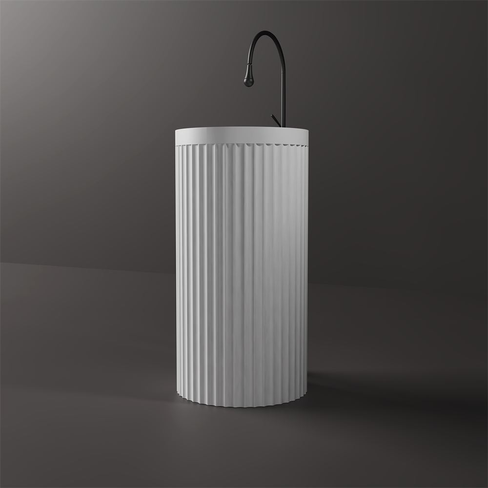 Toka Lite Venus Oval Fluted Matte White Stone Basin - 850mm - STP86