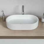 Oval concrete basin white 600mm - Smooth Finish - TC0010C20