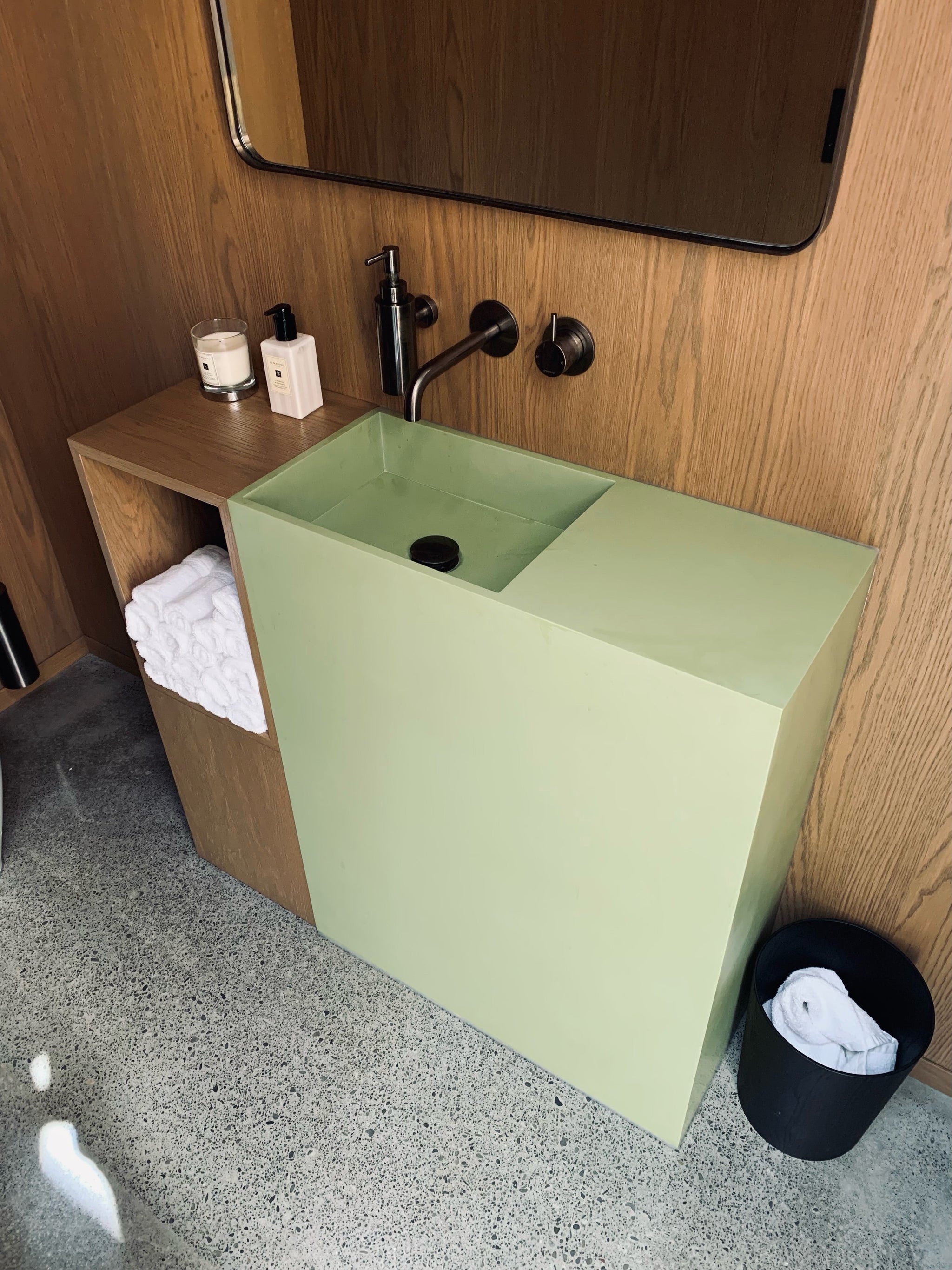 Tahi freestanding pedestal basin- 900mm - Fresh Green Matt