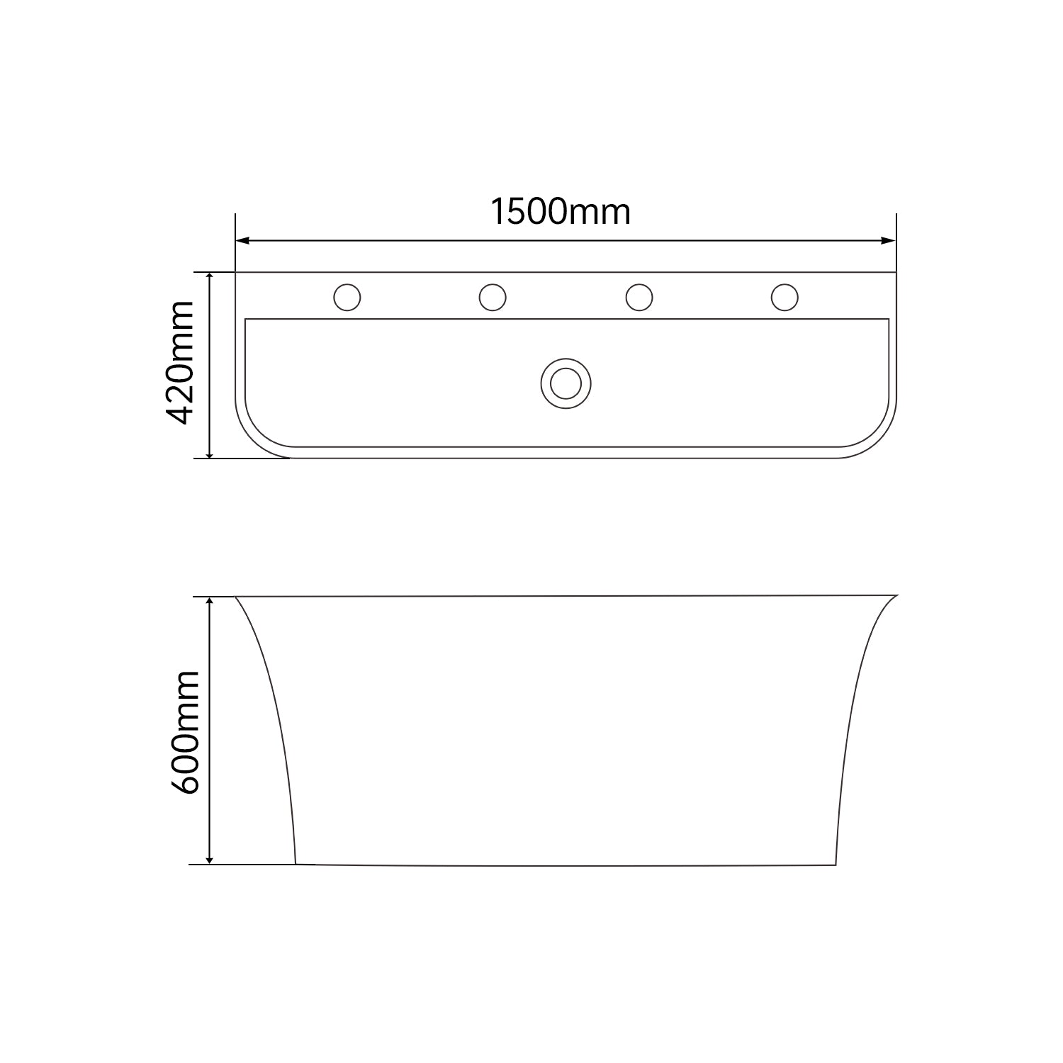 Daisy Freestanding Wash Basin WB5100-W 1500mm