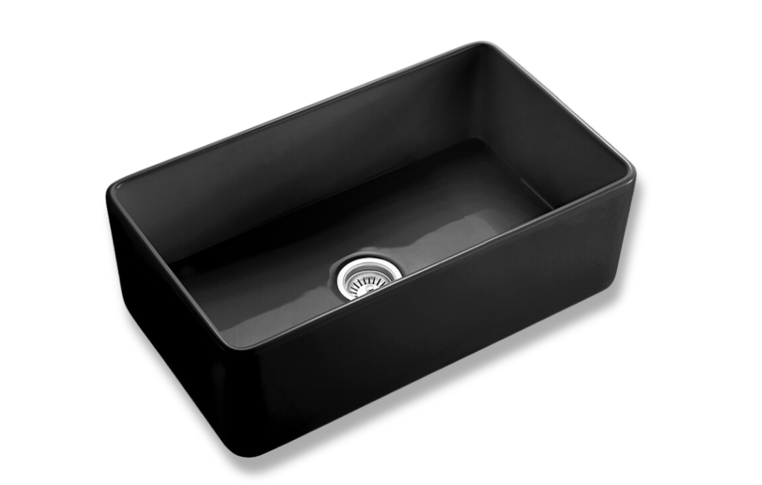 Traditional Fireclay Butlers Sink Black 828mm - TK3318MB