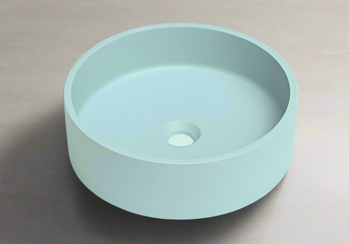 Sol round basin 390mm powder blue concrete TC0015C8