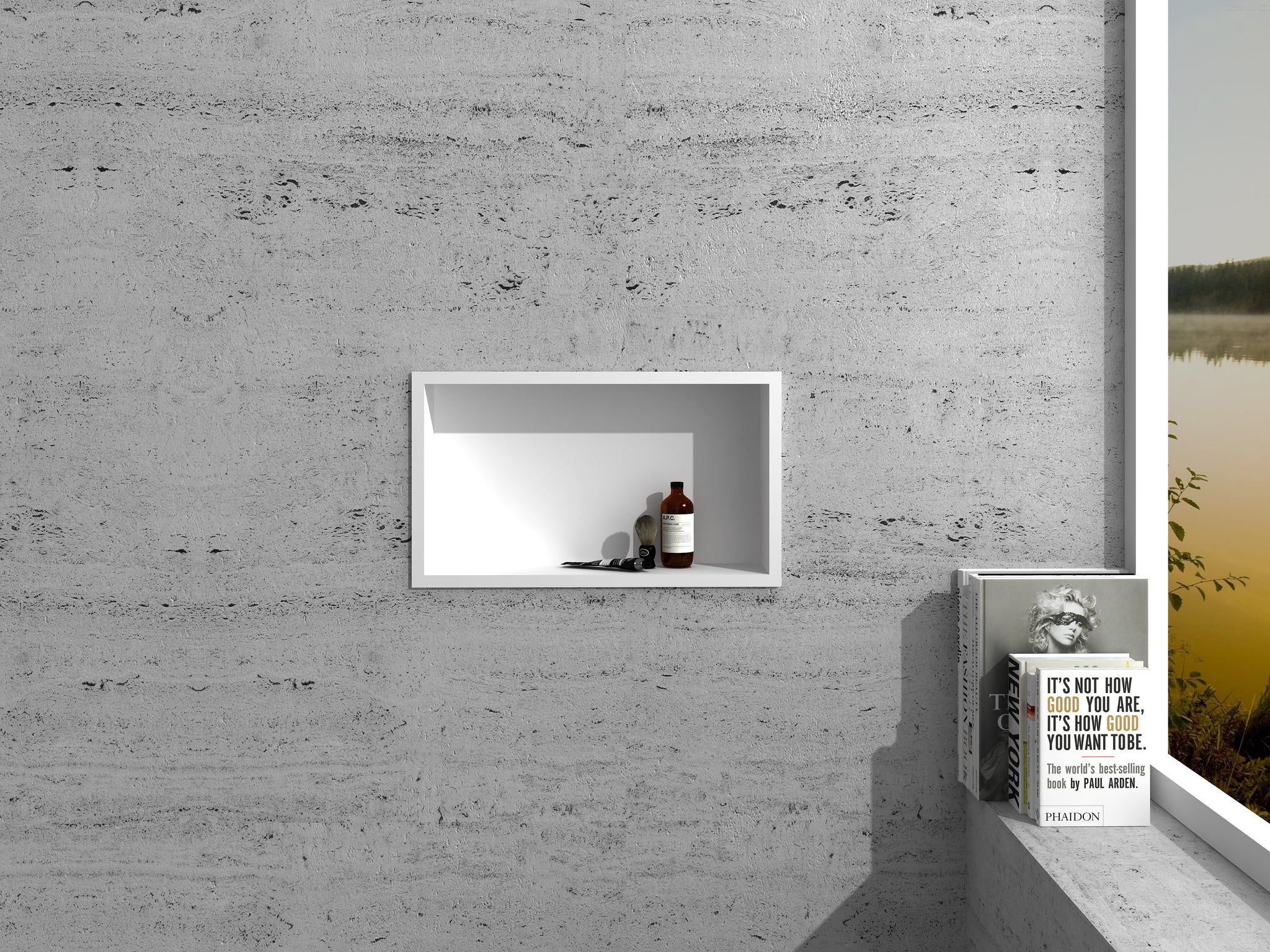 Recessed Matte White Shower Shelf - 600mm - G01122