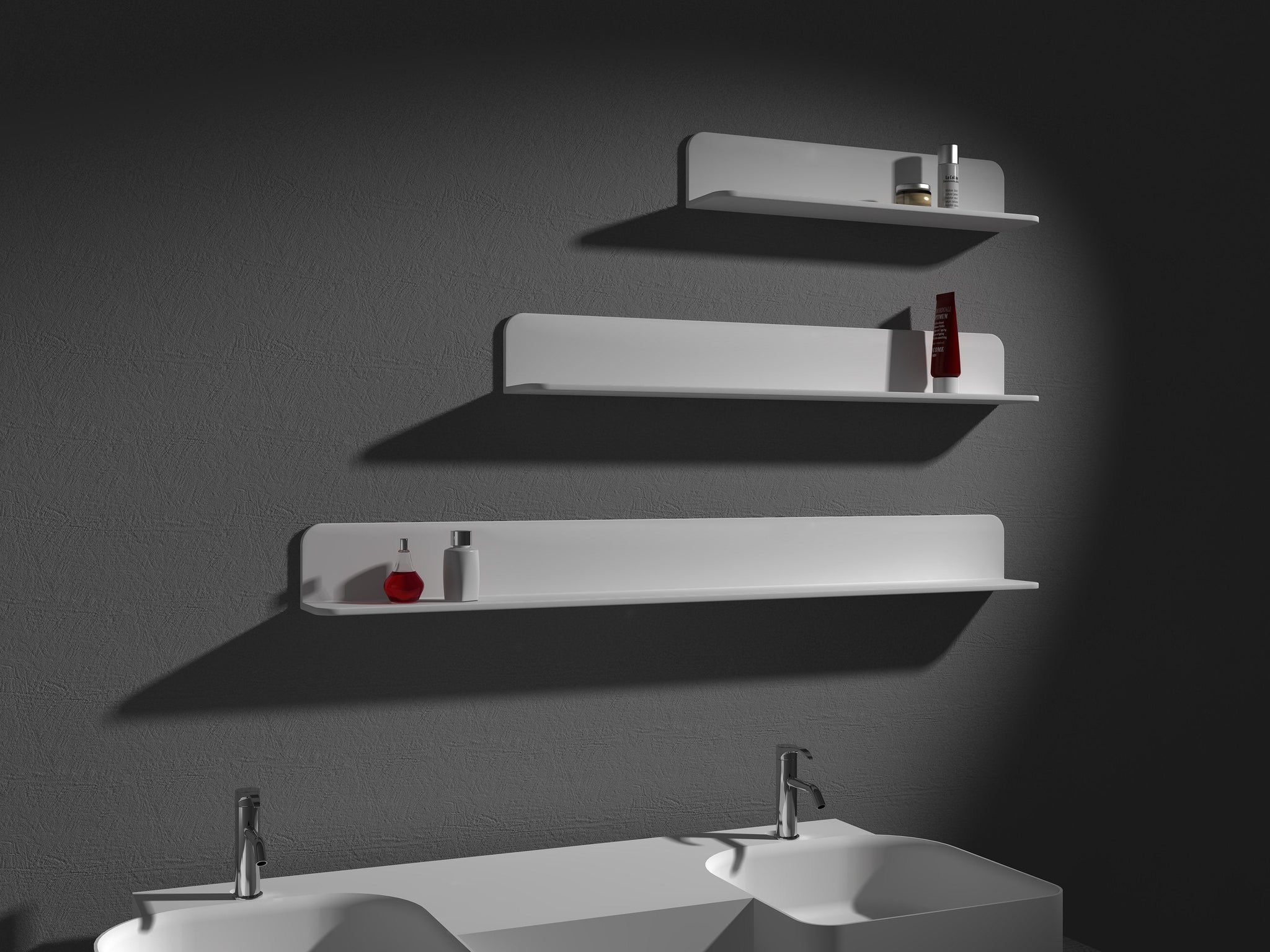 Wall Hung Bathroom Shelf - Matte White - 900mm - G0142