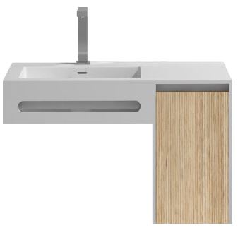 Wall Hung White Oak Vanity & Basin - 900mm - G38553