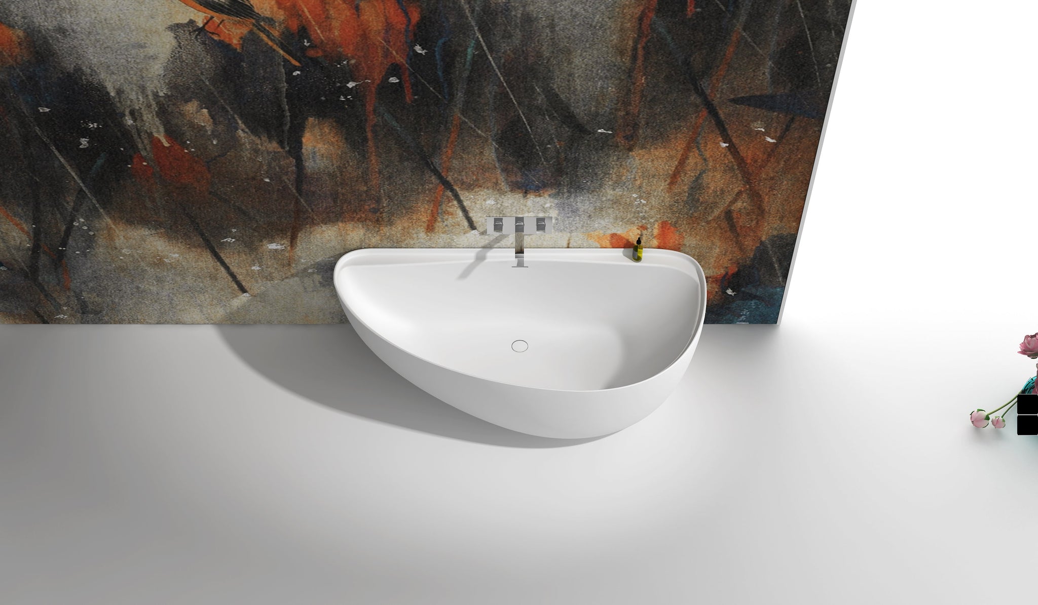 Gia back-to-wall curved egg stone bath - 1700mm - G65161