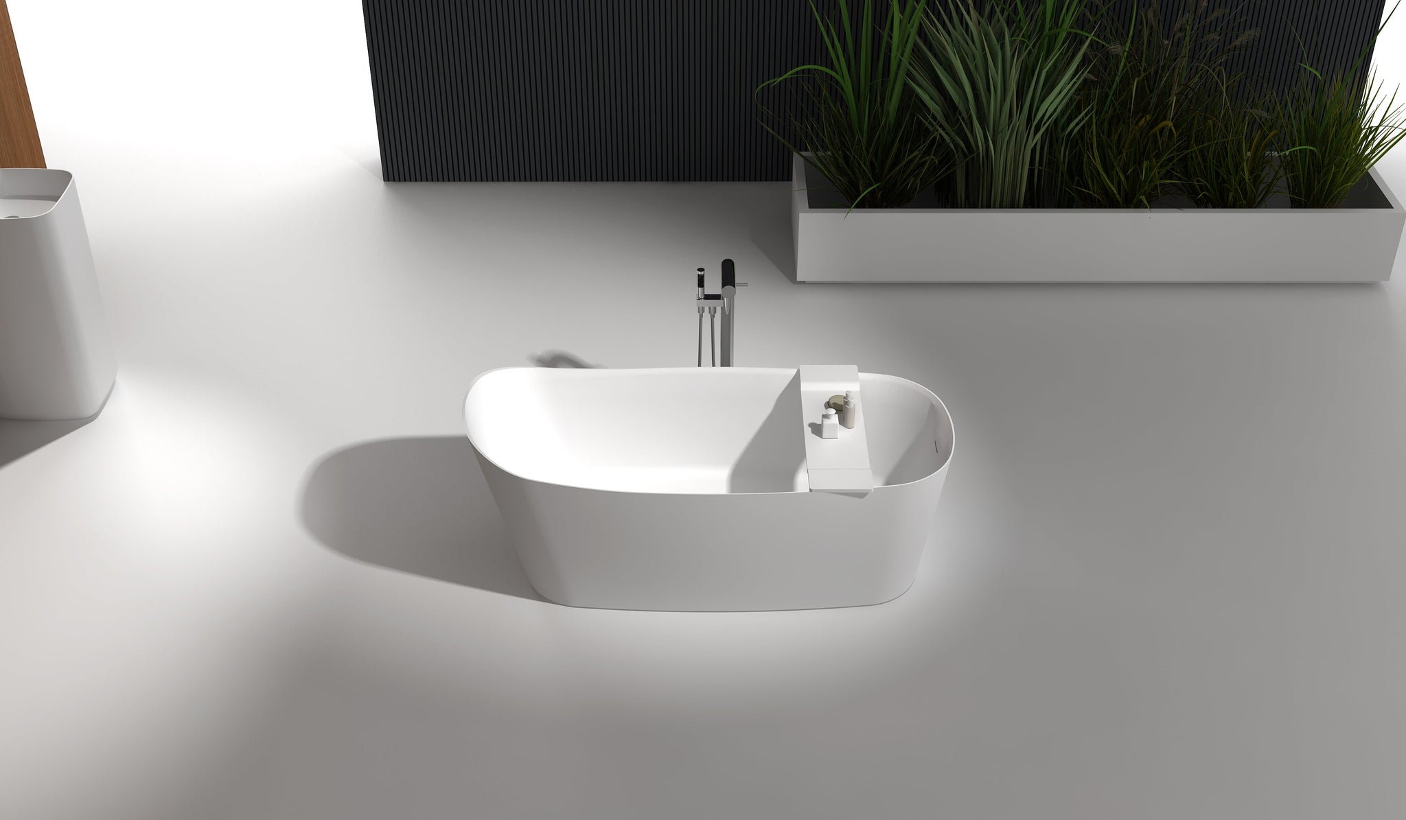 Gia Elegant Thin Edge Stone Bath - 1600mm - G65175