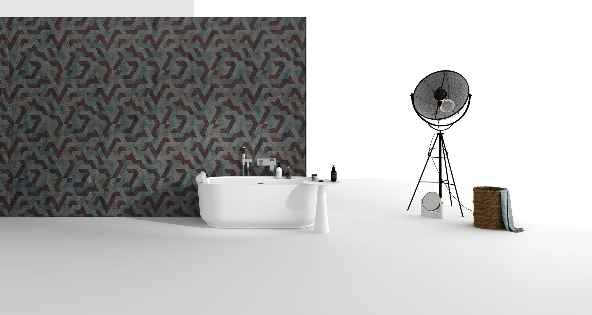 Gia Upright Back-To-Wall Stone Bath - 1600mm - G65176