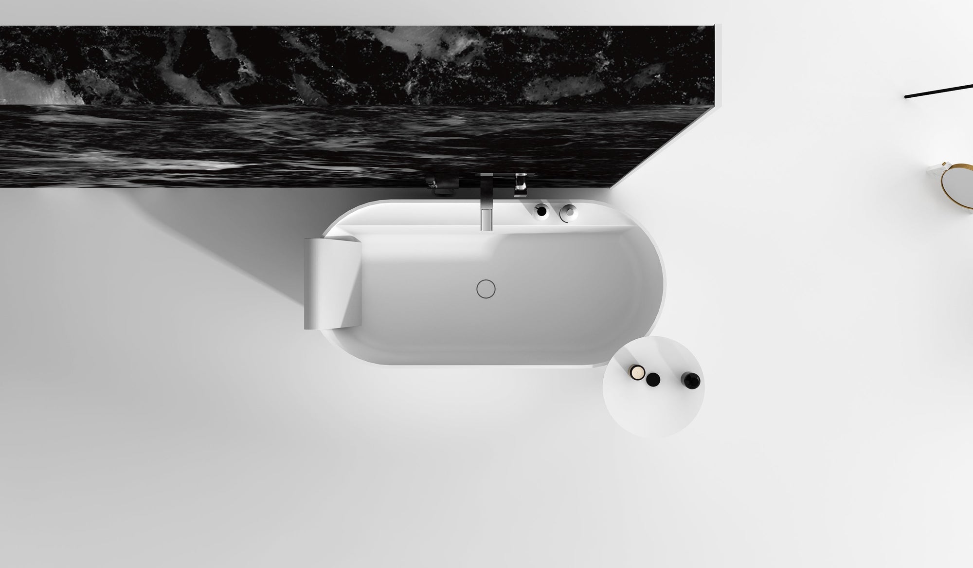 Gia Upright Back-To-Wall Stone Bath - 1600mm - G65176