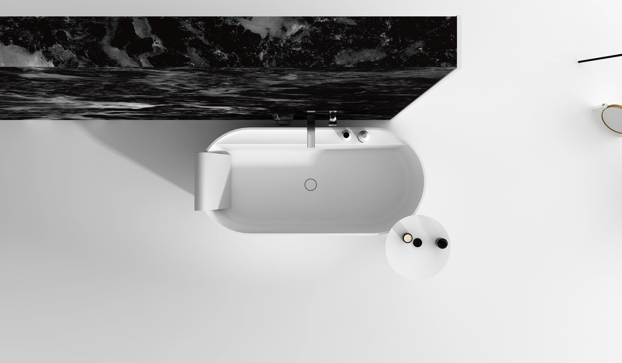 Gia Upright Back-To-Wall Stone Bath - 1600mm - G65176