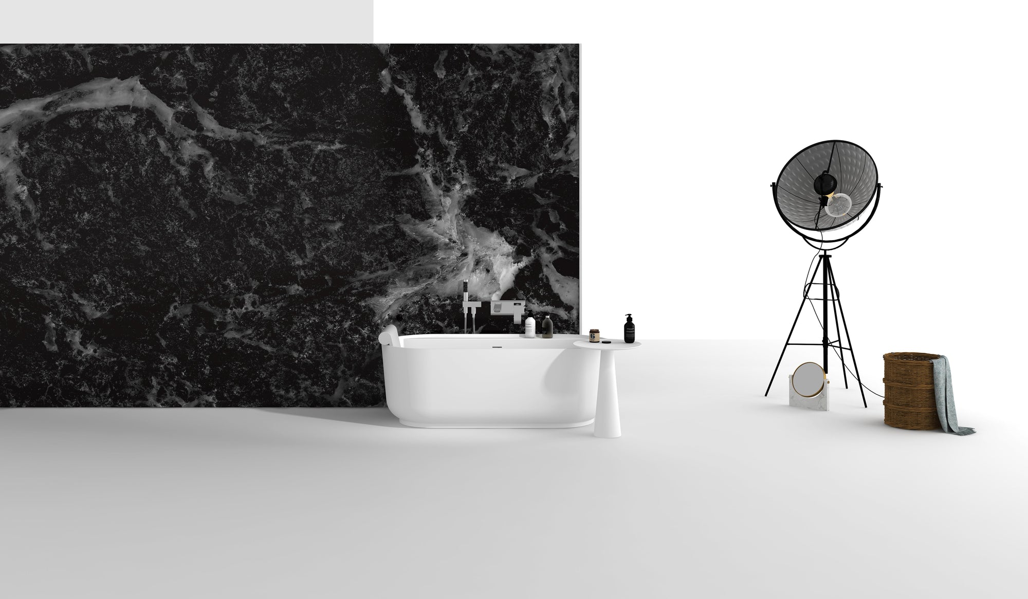 Gia Upright Back-To-Wall Stone Bath - 1600mm - G65176