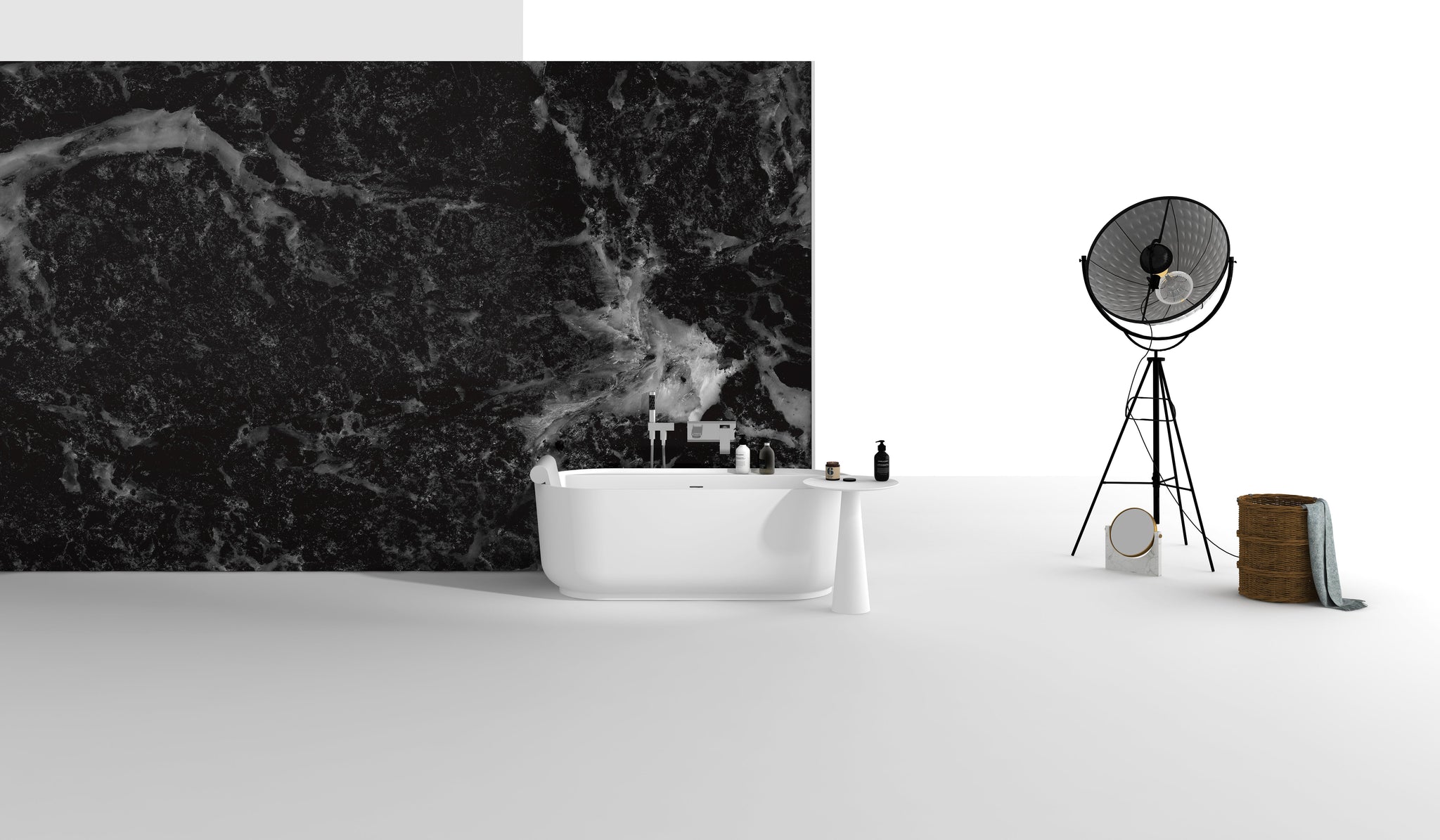 Gia Upright Back-To-Wall Stone Bath - 1600mm - G65176