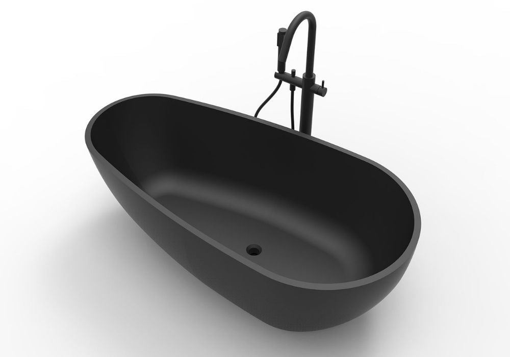 Hugi Small Egg Shape Stone Bath - Black Series - 1460mm - B001