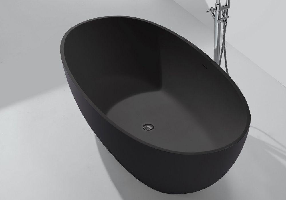 Hugi Matte Black Stone Bath Series - 1780mm - B003-A