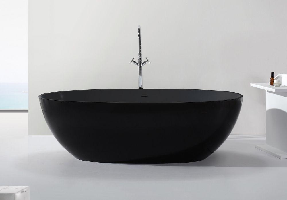 Hugi Matte Black Stone Bath Series - 1780mm - B003-A