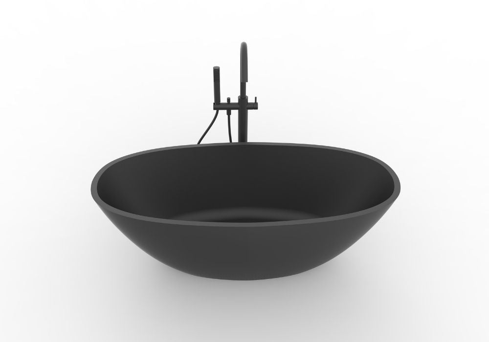 Hugi Classic Stone Bath - Matte Black - 1630mm - B008